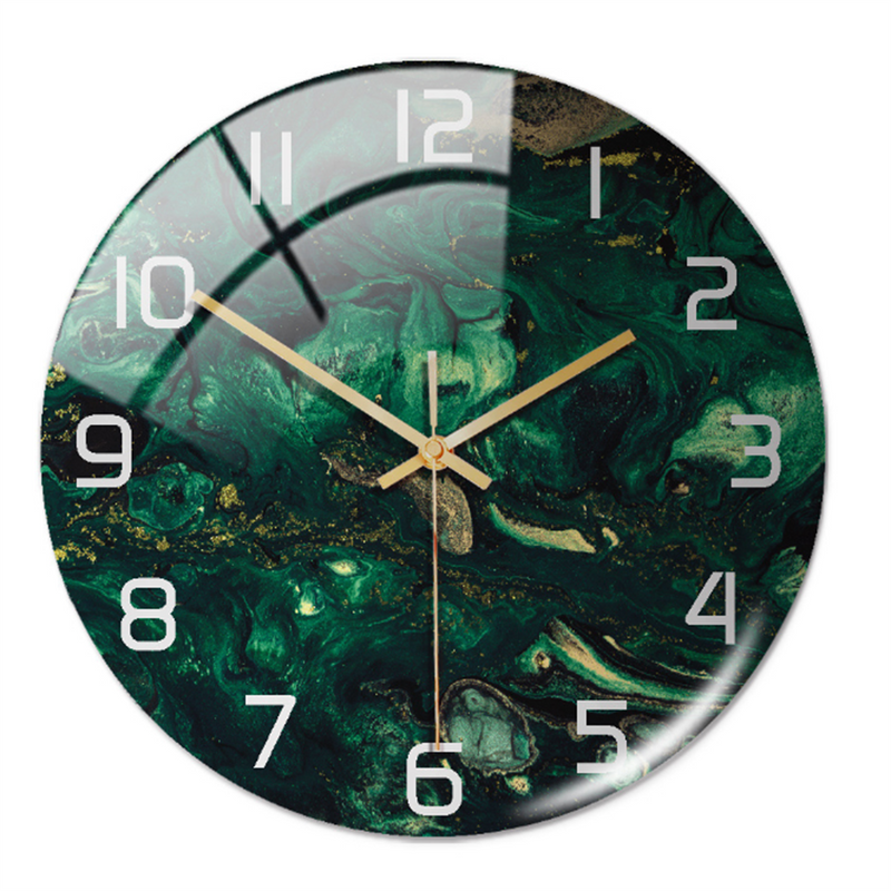 Stylish Wall Clock with Marble Texture - MarbleTime-Dark Green-State of Style