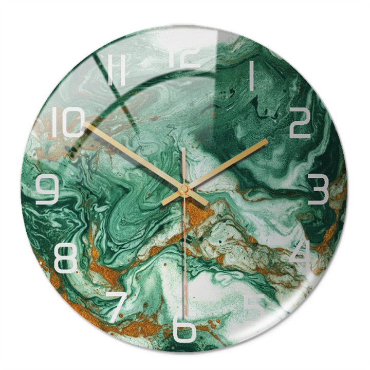 Stylish Wall Clock with Marble Texture - MarbleTime-Green-State of Style