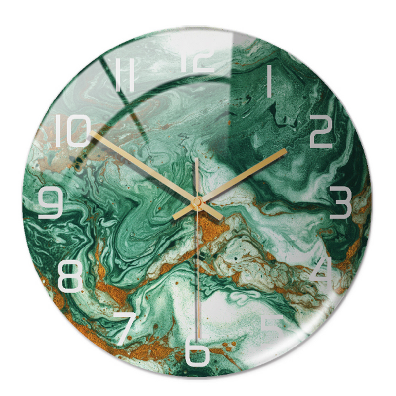 Stylish Wall Clock with Marble Texture - MarbleTime-Green-State of Style