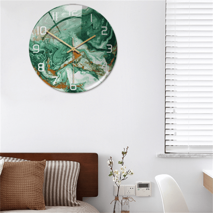 Stylish Wall Clock with Marble Texture - MarbleTime-Green-State of Style