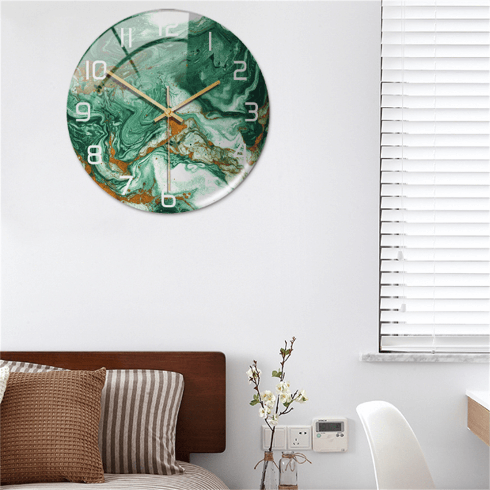 Stylish Wall Clock with Marble Texture - MarbleTime-Green-State of Style