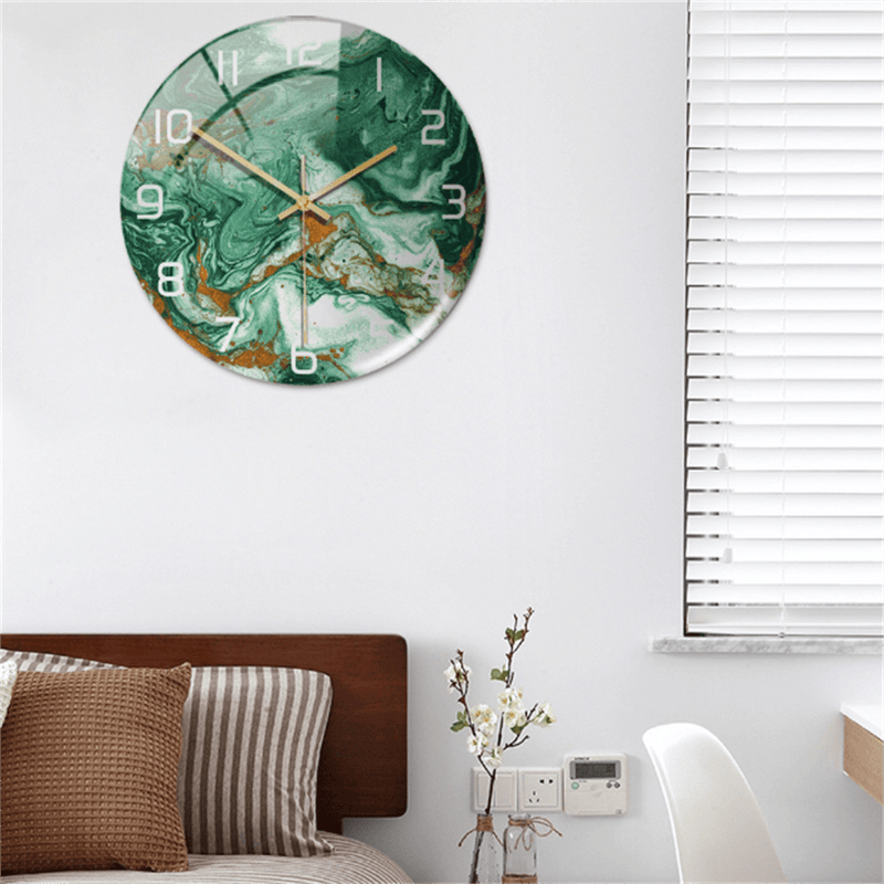 Stylish Wall Clock with Marble Texture - MarbleTime-Green-State of Style