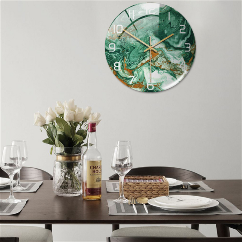 Stylish Wall Clock with Marble Texture - MarbleTime-Green-State of Style