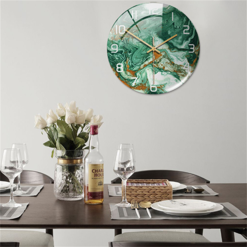 Stylish Wall Clock with Marble Texture - MarbleTime-Green-State of Style