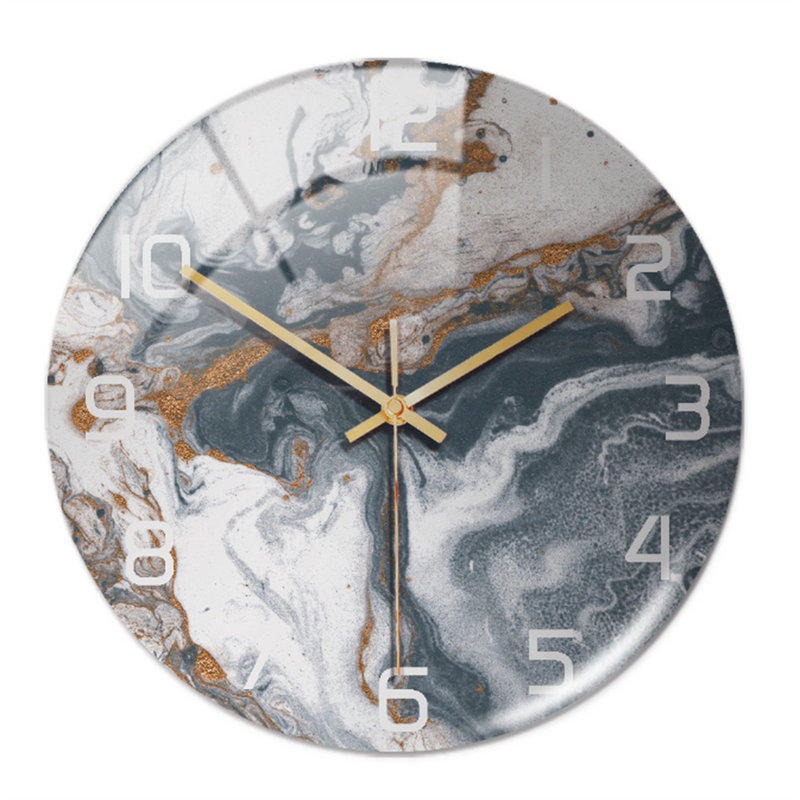 Stylish Wall Clock with Marble Texture - MarbleTime-Grey Copper White-State of Style