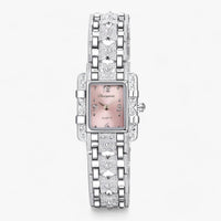 Stylish Watch with Rectangular Dial and Crystals – Camille-Pink-State of Style