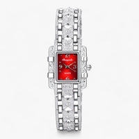 Stylish Watch with Rectangular Dial and Crystals – Camille-Red-State of Style
