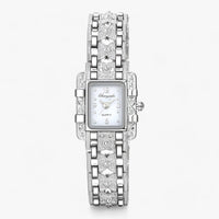 Stylish Watch with Rectangular Dial and Crystals – Camille-White-State of Style