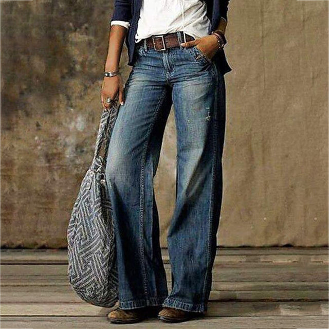 Stylish Wide Leg Denim Pants - NovaDenim-Blue-S-State of Style