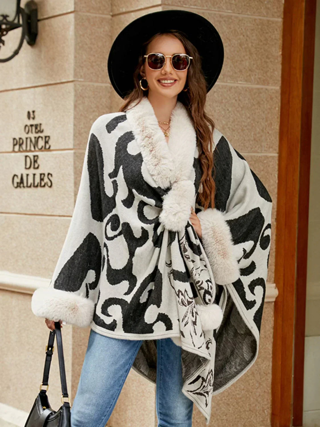 Stylish Winter Poncho for Women - Elora-White-S-State of Style
