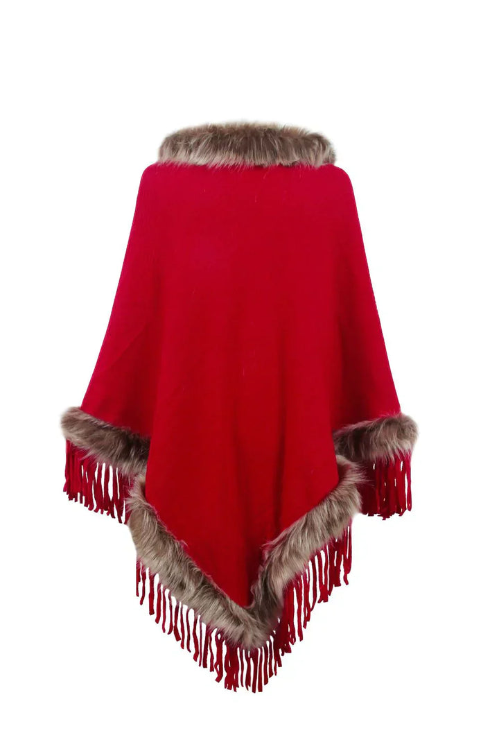 Stylish Winter Poncho for Women - Sophie-Red-S-State of Style