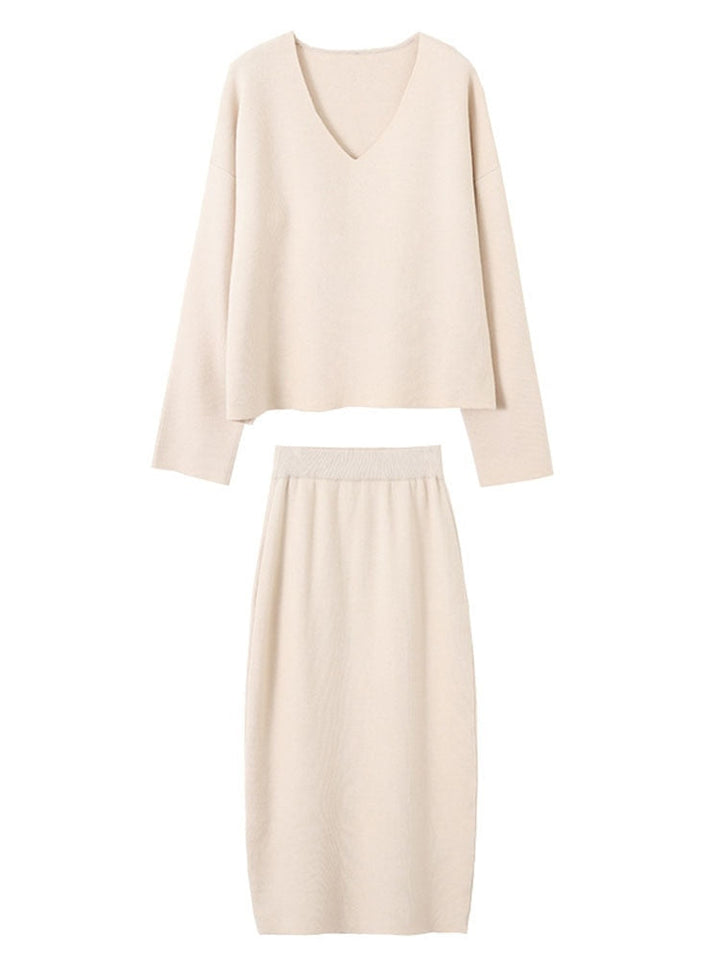 Stylish Winter Two-Piece Set | Top and Skirt | Women's Fashion-Apricot Top-S-State of Style
