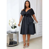 Stylish women's A-line mini dress with short sleeves – Naila-Black-S-State of Style