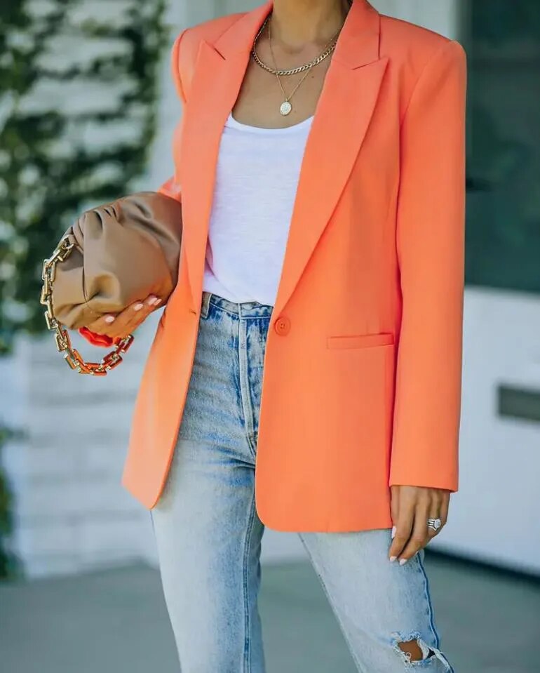 Stylish Women's Blazer - Emilia-Orange-S-State of Style