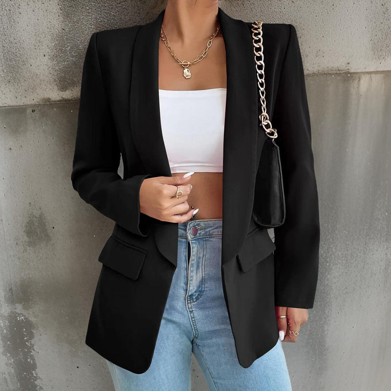 Stylish Women's Blazer in Polyester-Cotton - SophieBlaze-Black-S-State of Style