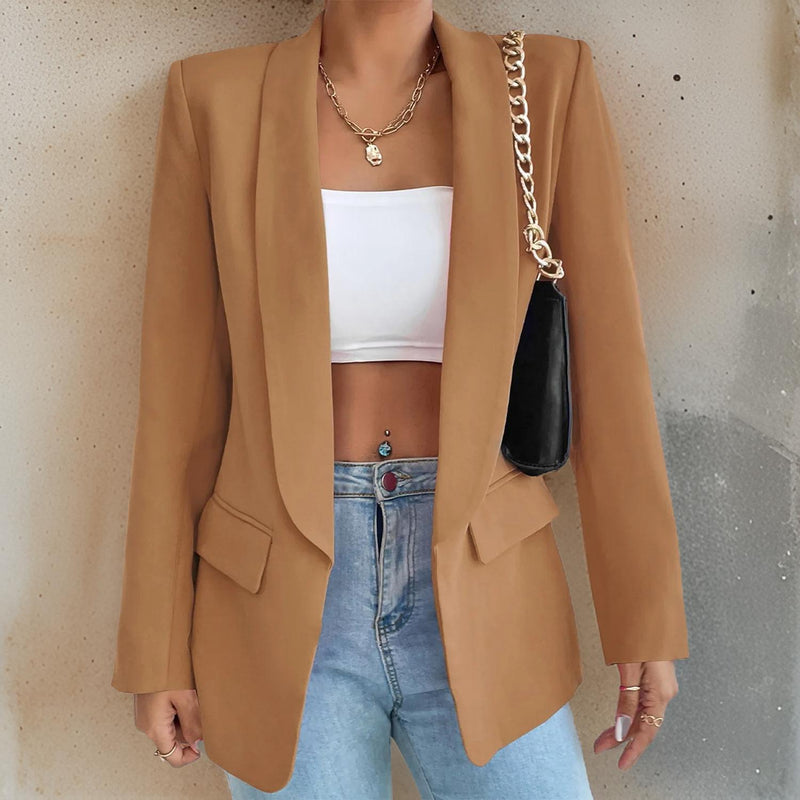 Stylish Women's Blazer in Polyester-Cotton - SophieBlaze-Dark Brown-S-State of Style