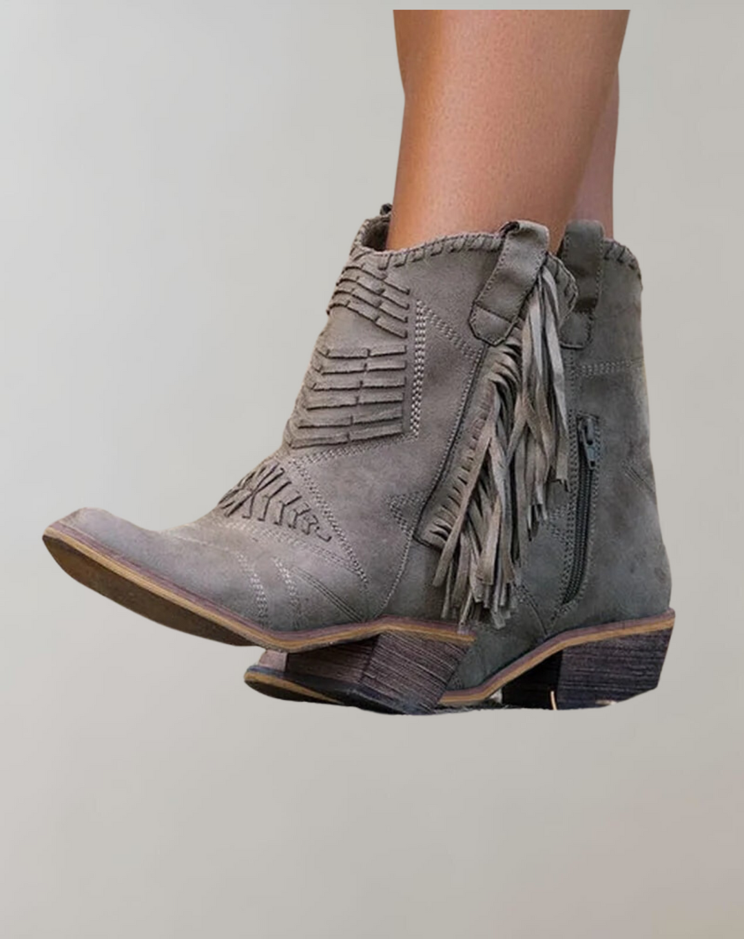 Stylish Women's Boots with Tassels - Selena-Khaki-4-State of Style