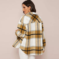 Stylish Women's Checkered Jacket | Casual and Comfortable-Khaki-S-State of Style