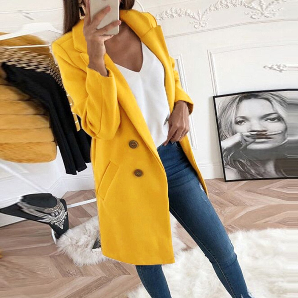Stylish Women's Coat - Mila-Yellow-S-State of Style
