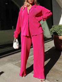 Stylish Women's Colourful Two-Piece Set | Top and Pants-Pink-S-State of Style