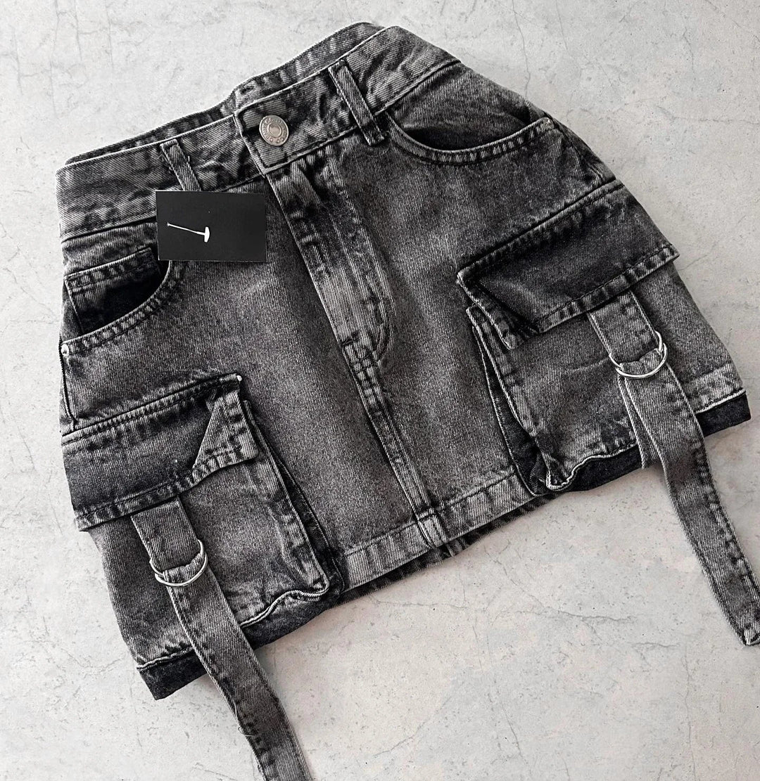 Stylish Women's Denim Skirt - Celeste-Black-S-State of Style