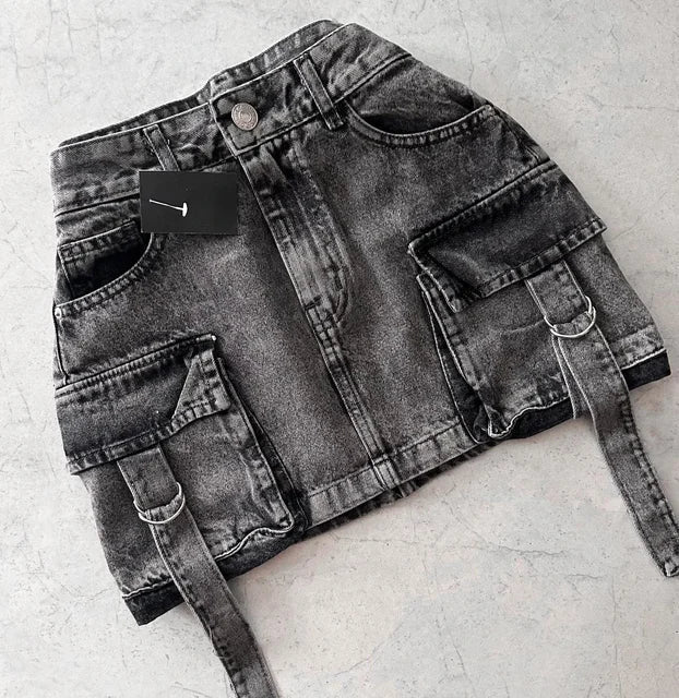 Stylish Women's Denim Skirt - Celeste-Black-S-State of Style