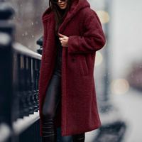 Stylish Women's Faux Fur Coat with Hood - Vivienne-Wine Red-S-State of Style