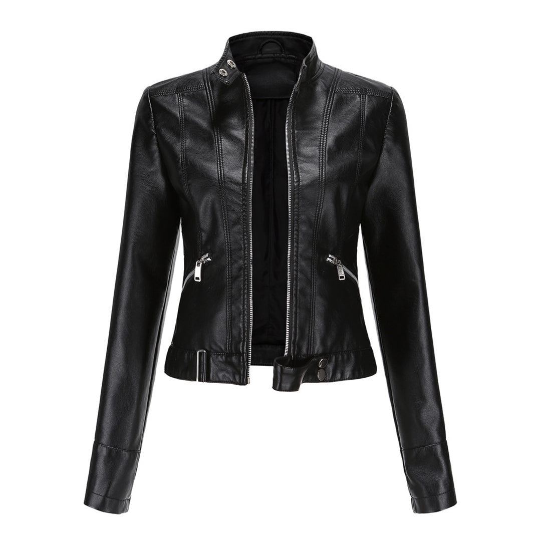 Stylish women's leather jacket in classic design – Marlene-Black-M-State of Style
