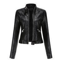 Stylish women's leather jacket in classic design – Marlene-Black-M-State of Style