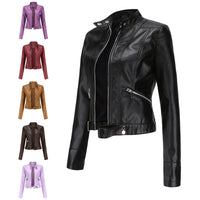 Stylish women's leather jacket in classic design – Marlene-Black-S-State of Style