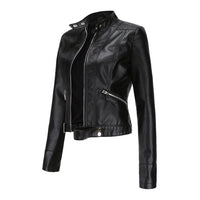 Stylish women's leather jacket in classic design – Marlene-Black-S-State of Style