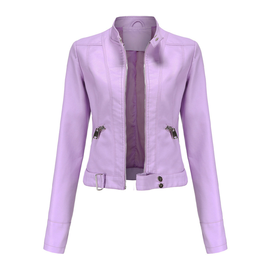 Stylish women's leather jacket in classic design – Marlene-Sakura-S-State of Style