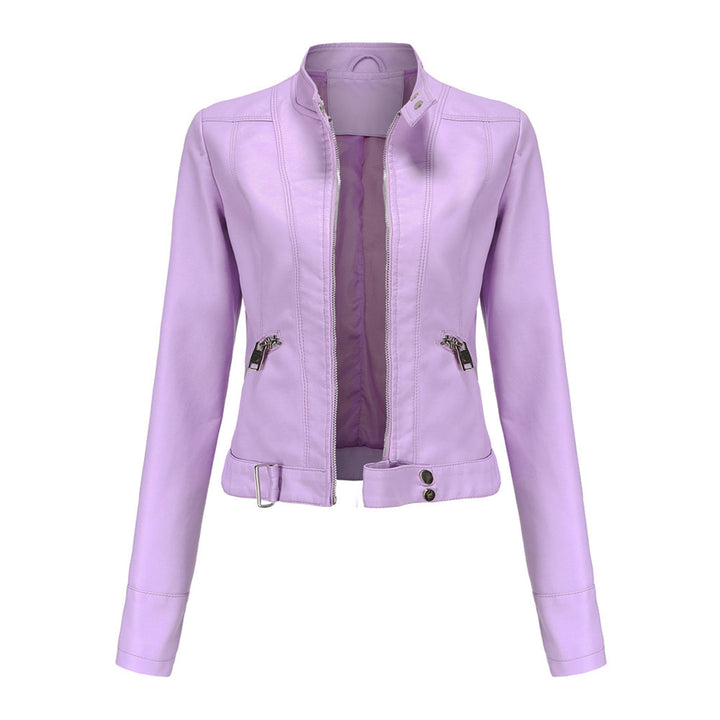 Stylish women's leather jacket in classic design – Marlene-Sakura-S-State of Style