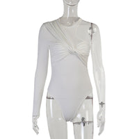 Stylish women's long-sleeve bodysuit with drape effect & figure-hugging cut – Mira-White-M-State of Style