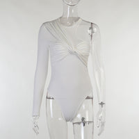 Stylish women's long-sleeve bodysuit with drape effect & figure-hugging cut – Mira-White-M-State of Style