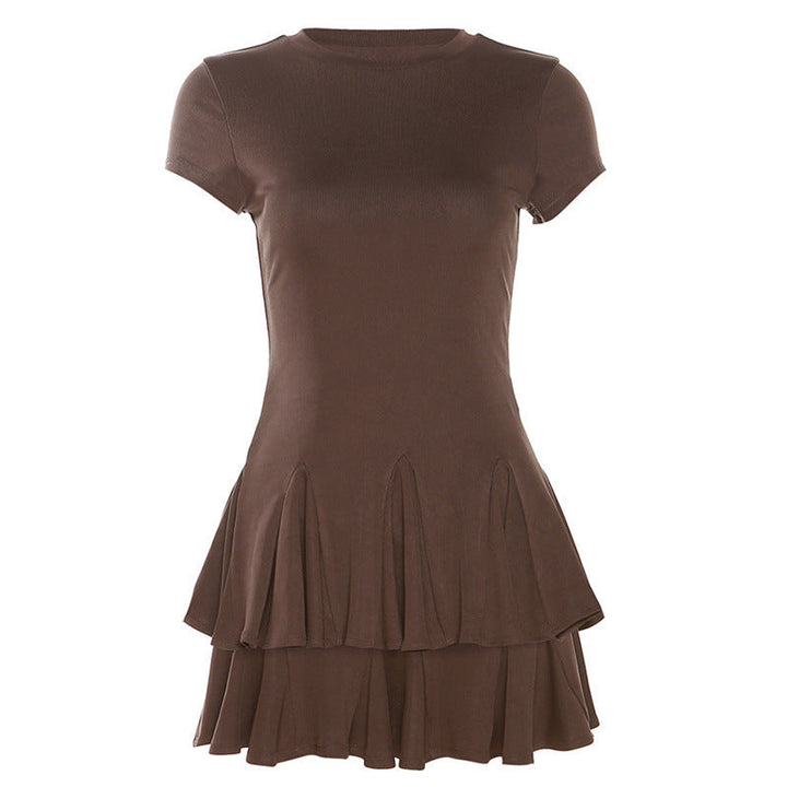 Stylish women's mini dress with peplum and round neckline – Nayeli-M-State of Style