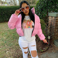 Stylish Women's Puffer Jacket | Warm Bomber Coat-Barbie-Pink-S-State of Style