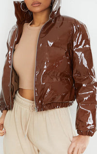 Stylish Women's Puffer Jacket | Warm Bomber Coat-Brown-S-State of Style