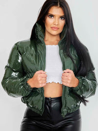 Stylish Women's Puffer Jacket | Warm Bomber Coat-Dark Green-S-State of Style