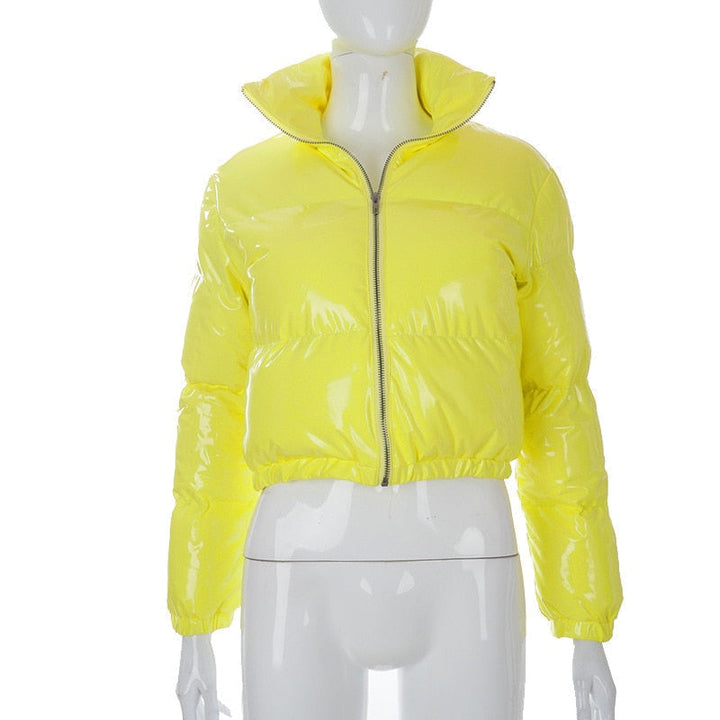 Stylish Women's Puffer Jacket | Warm Bomber Coat-Neon Green-S-State of Style