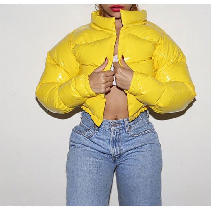 Stylish Women's Puffer Jacket | Warm Bomber Coat-Neon Green-S-State of Style