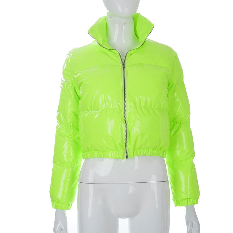Stylish Women's Puffer Jacket | Warm Bomber Coat-Neon Green-S-State of Style
