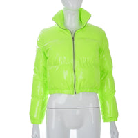 Stylish Women's Puffer Jacket | Warm Bomber Coat-Neon Green-S-State of Style