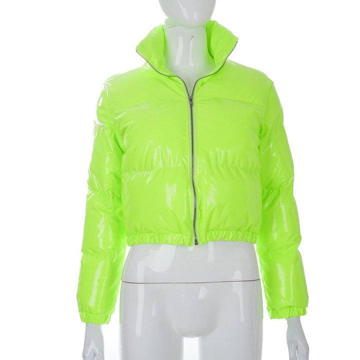 Stylish Women's Puffer Jacket | Warm Bomber Coat-Neon Green-S-State of Style
