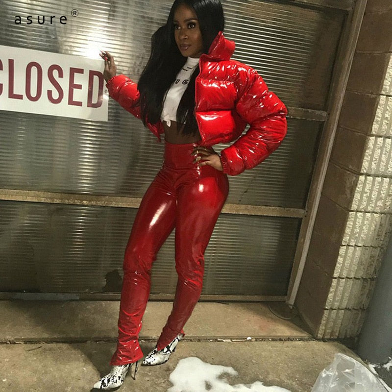 Stylish Women's Puffer Jacket | Warm Bomber Coat-Red-S-State of Style