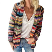 Stylish Women's Rainbow Cardigan - Eliza-Red-S-State of Style