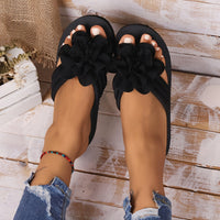 Stylish women's slippers with floral detail for summer - FlowerStep-Black-3-State of Style