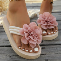 Stylish women's slippers with floral detail for summer - FlowerStep-Rose Red-3-State of Style