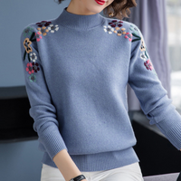 Stylish Women's Sweater with Floral Print - Isabeau-Blue-XS-State of Style