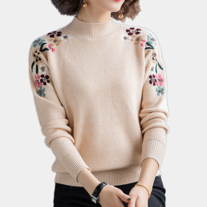 Stylish Women's Sweater with Floral Print - Isabeau-Red-XS-State of Style